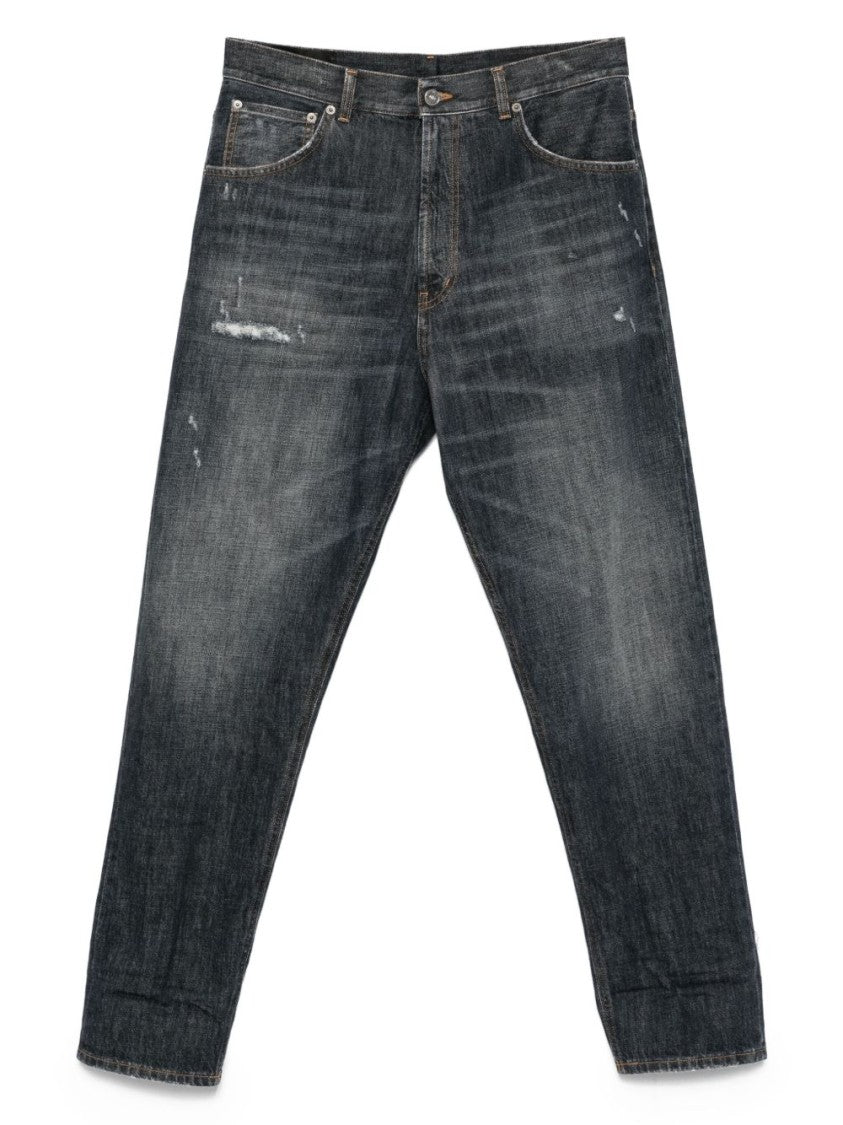Dondup Distressed Black Denim Jeans With Vintage-Inspired Details