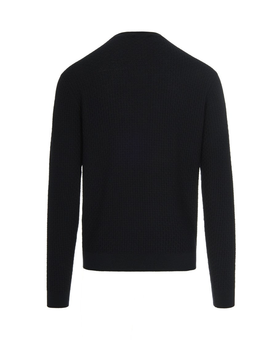 Emporio Armani Navy Blue Virgin Wool Sweater