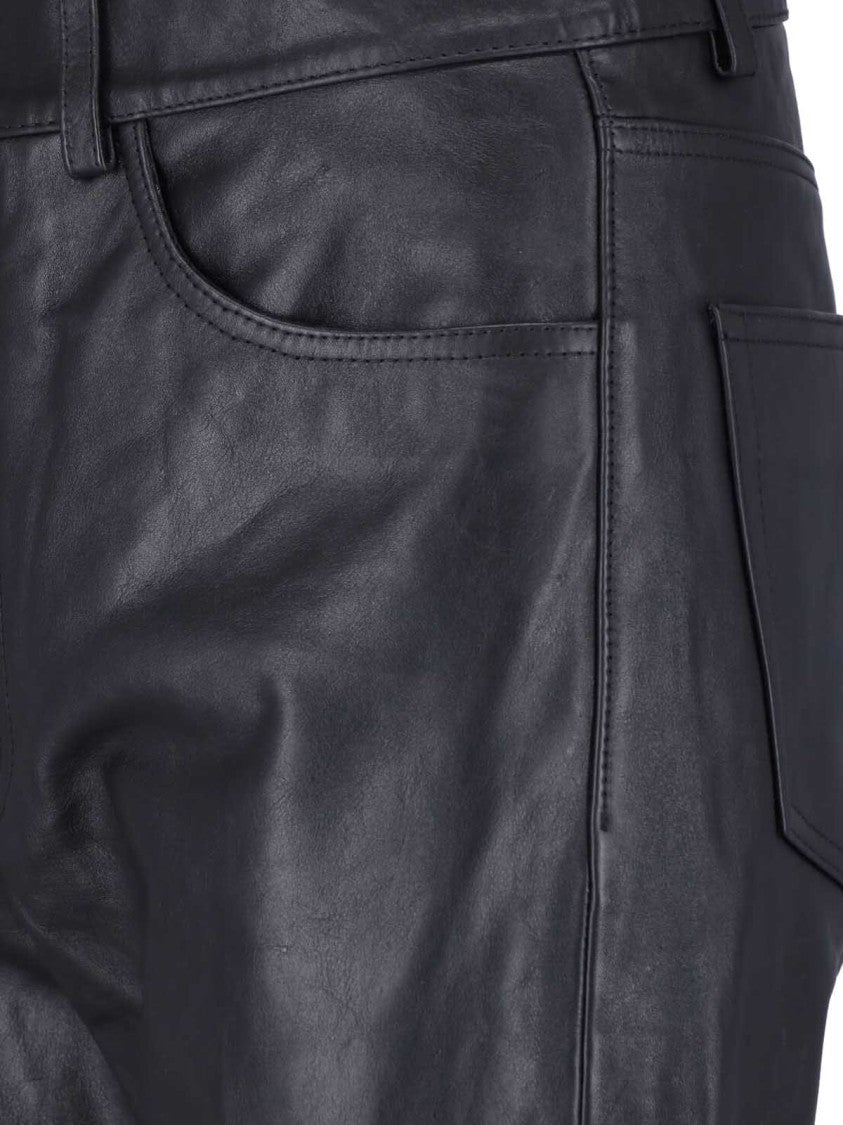 Sunflower Black Straight Twist Five-Pocket Leather Pants