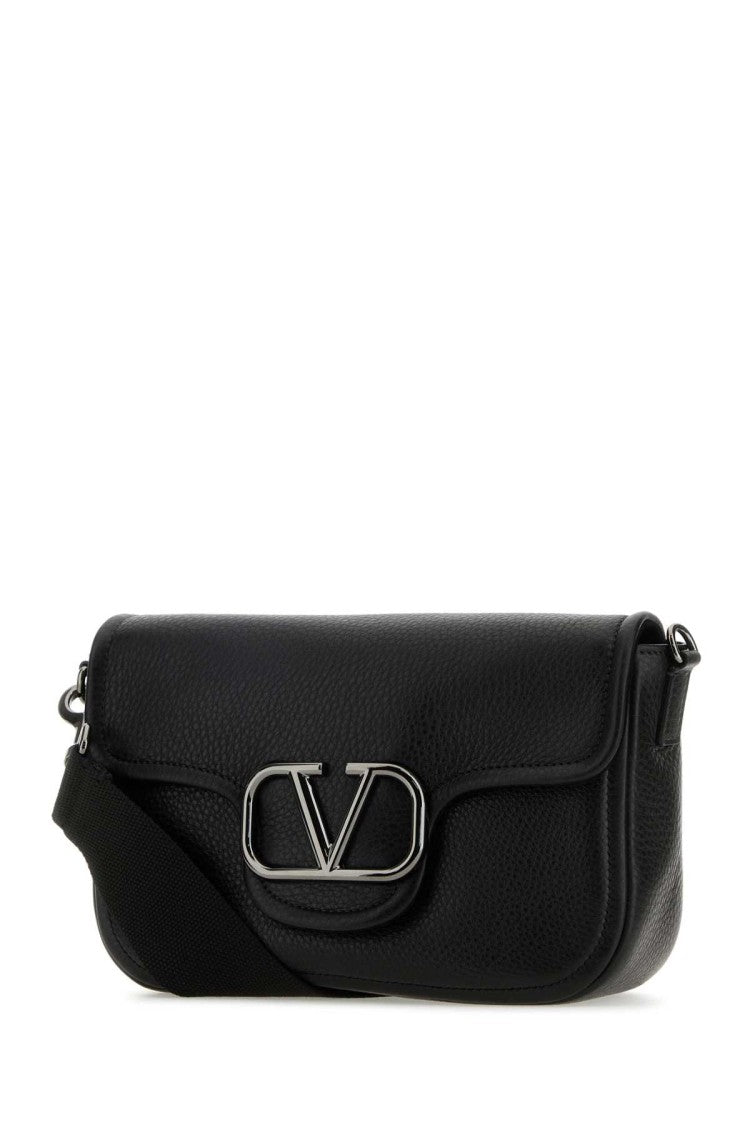 Valentino Garavani Black Leather Vlogo Crossbody Bag