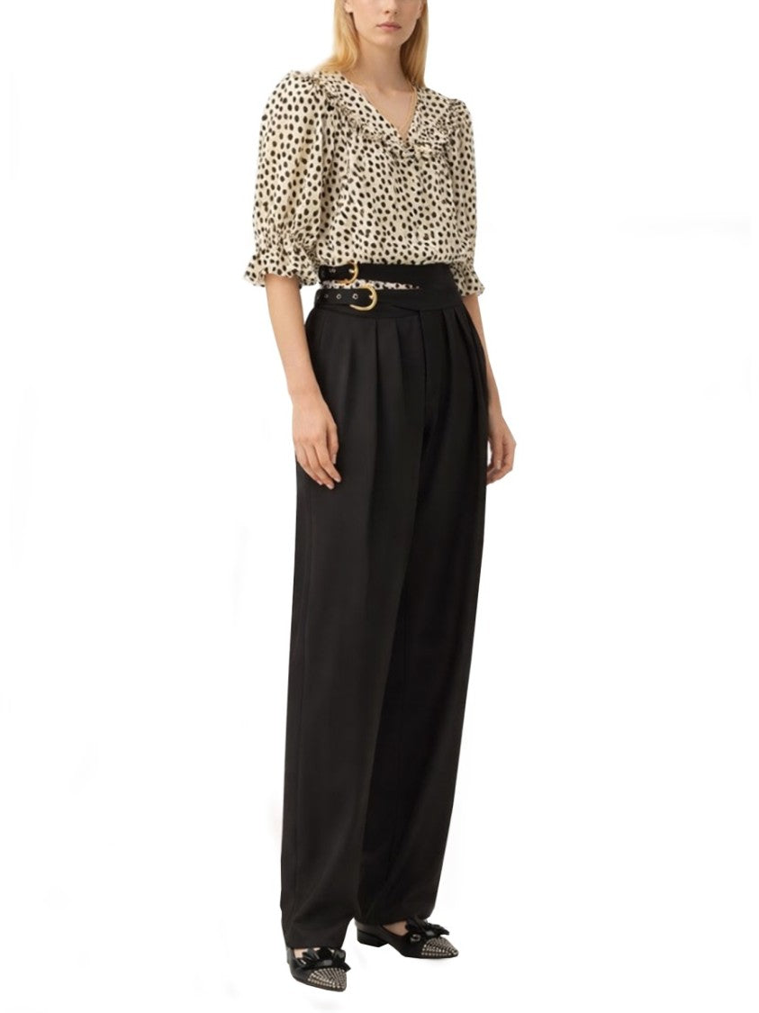 Chloé Tailored Pants With Double Buckle Detail And Pleated Front