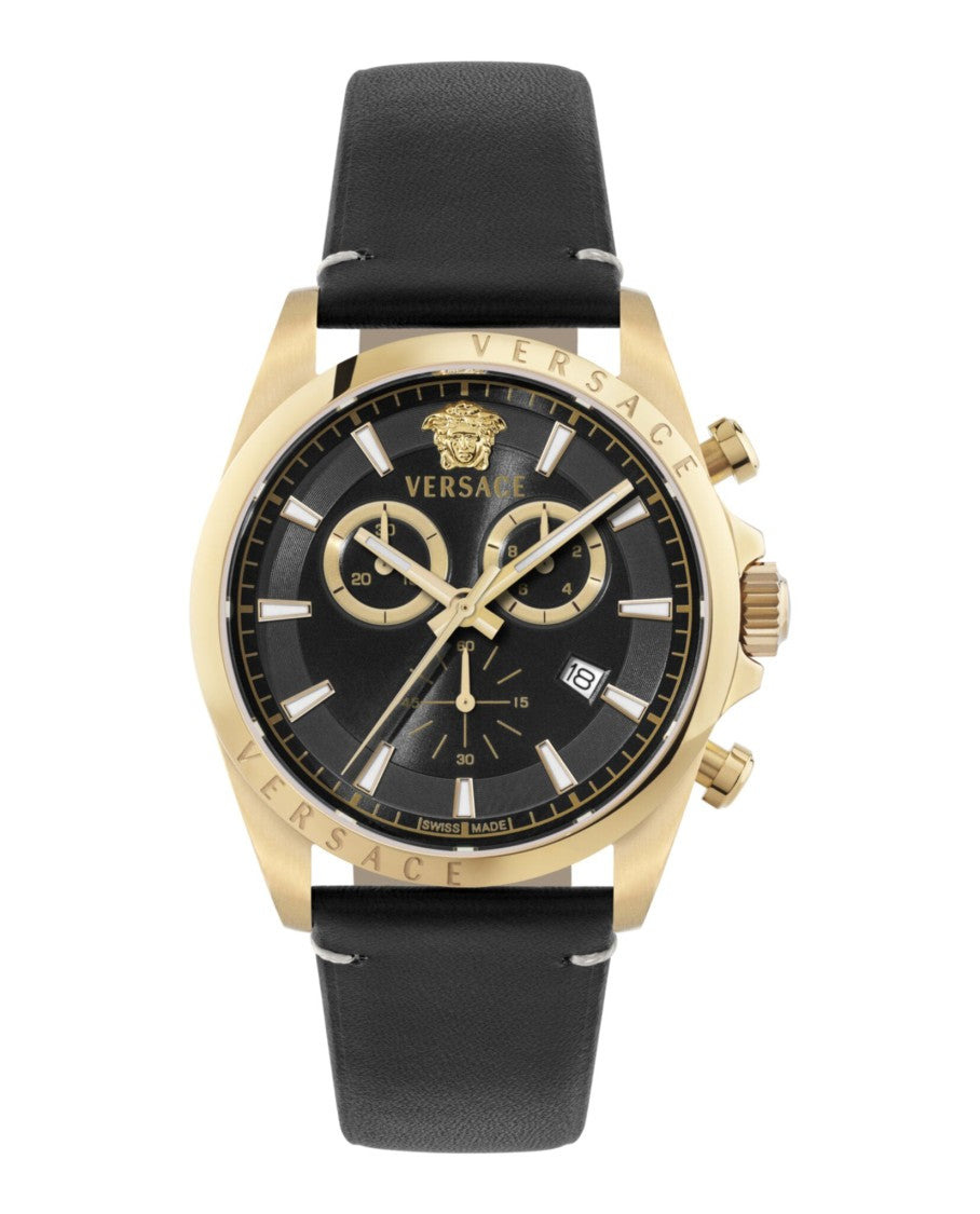 Versace Chronograph Date Watch With Yellow Gold Case