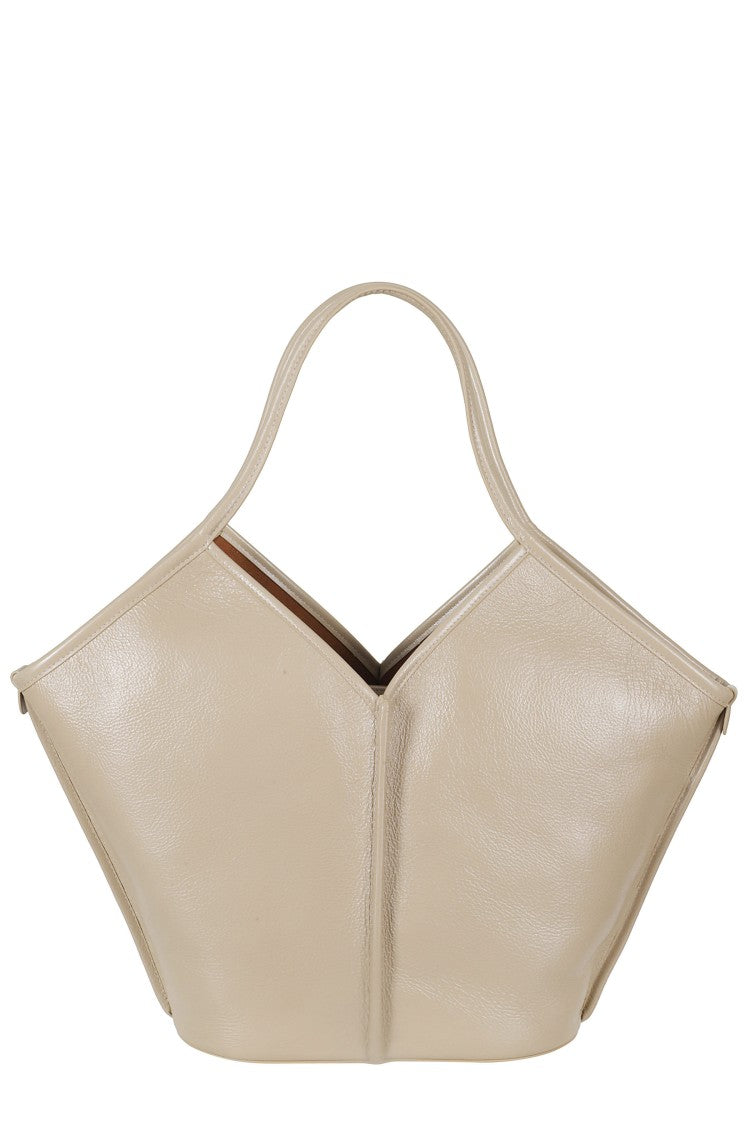 Hereu Beige Calella Distressed Drawstring Leather Tote Bag