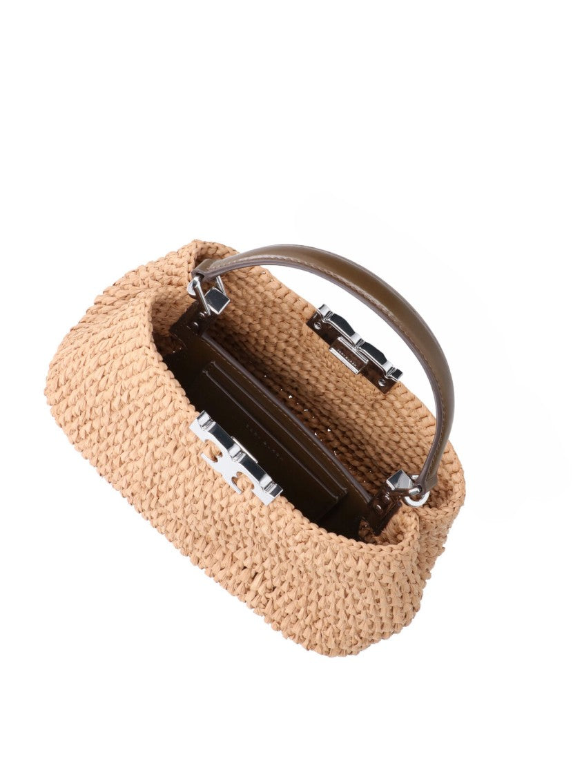 Tory Burch Beige Eleanor Mini Raffia Bag