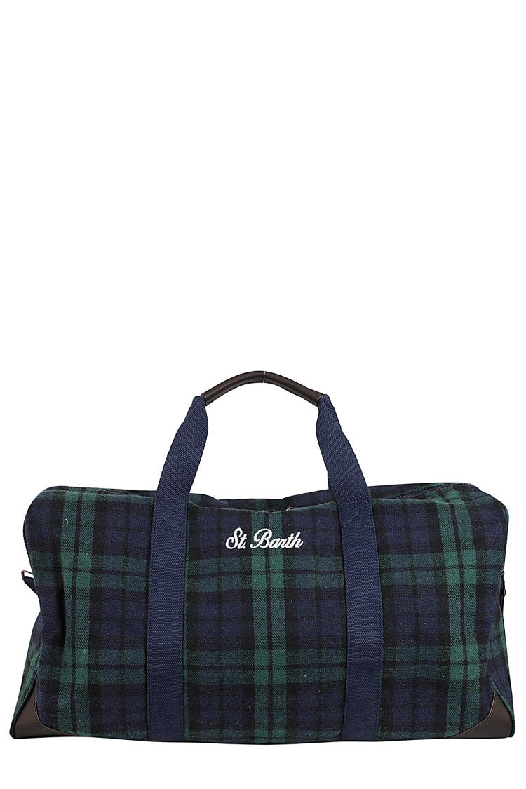 Mc2 Saint Barth Tartan Pattern Duffle Bag With Adjustable Strap