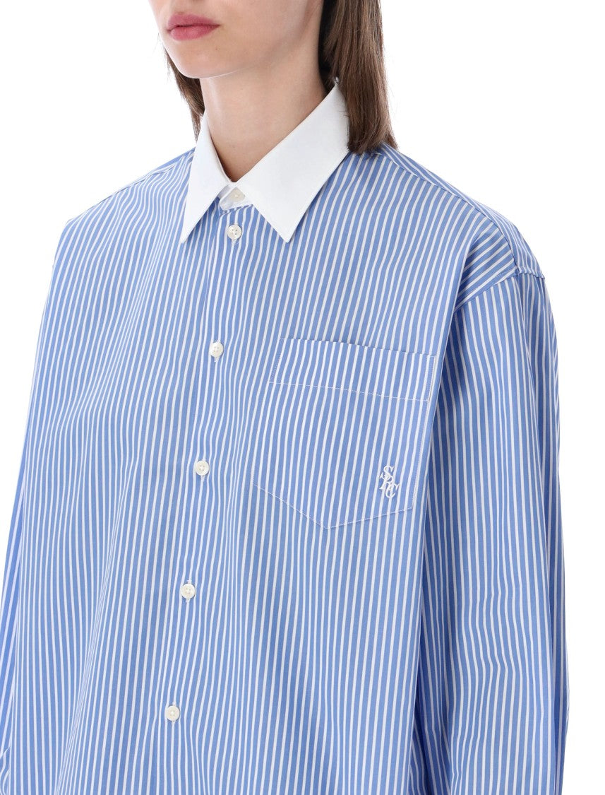 Sporty And Rich Blue Striped Oversized Shirt