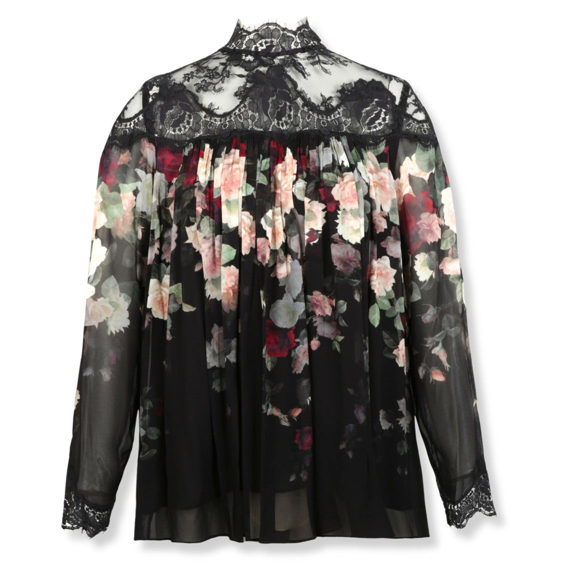 Zimmermann High Lace Yoke Silk Blouse With Flared Hem