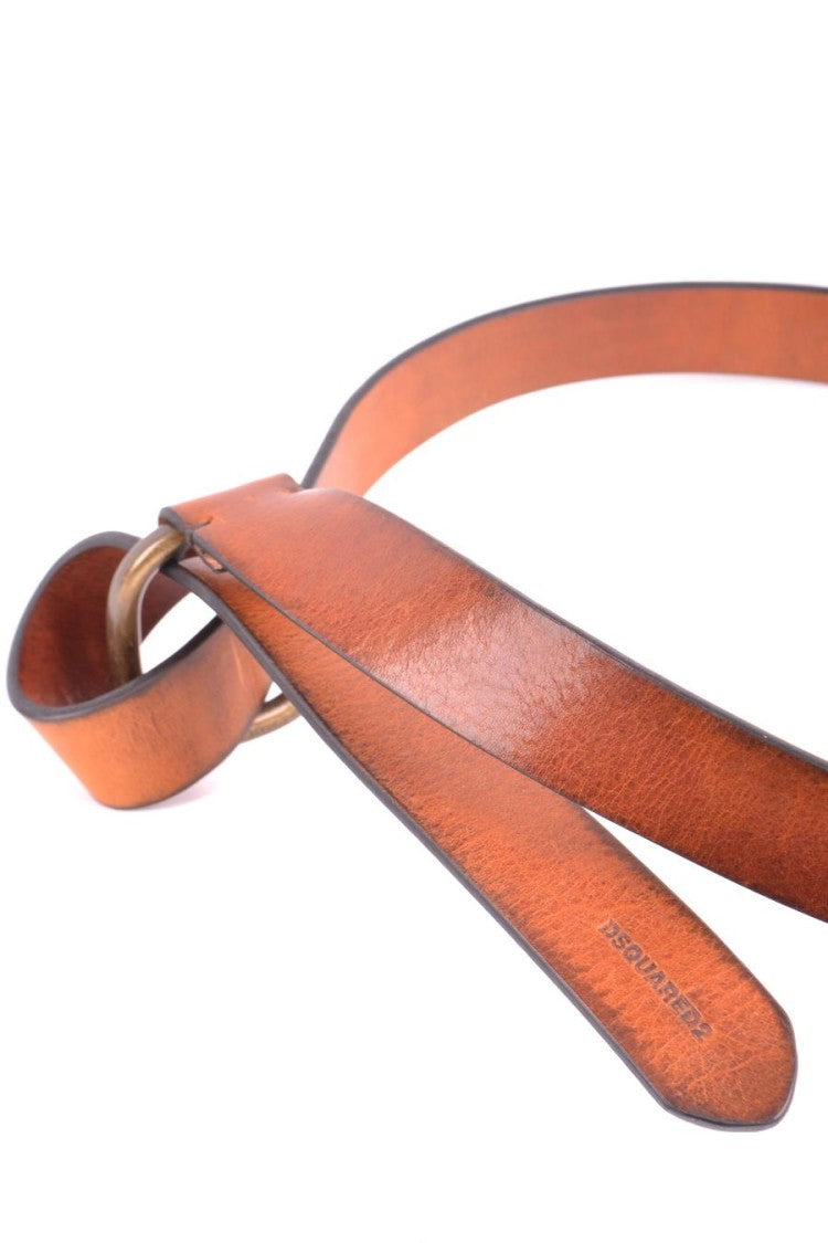 Dsquared2 Brown Slim Leather Brass Buckle Belt