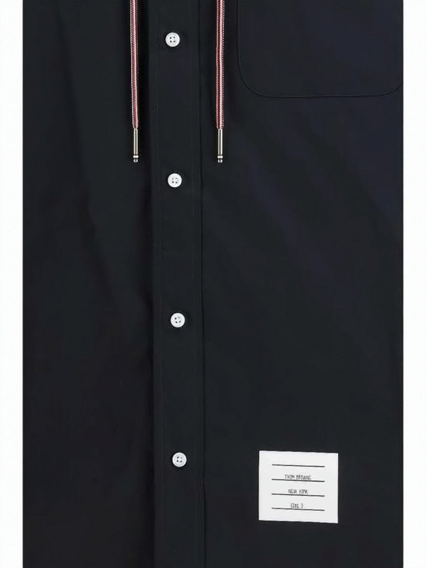 Thom Browne Hooded Nylon Shirt With Drawstrings