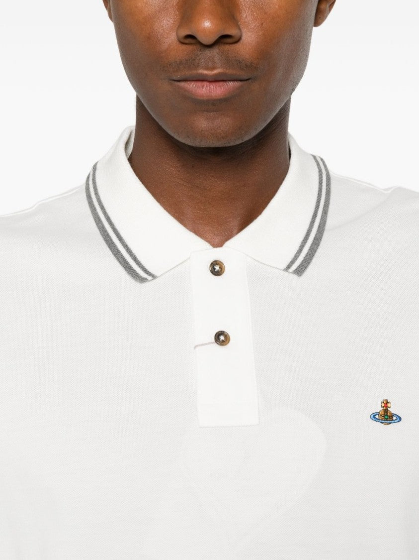 Vivienne Westwood Short-Sleeve Grey Accent Cotton Polo Shirt