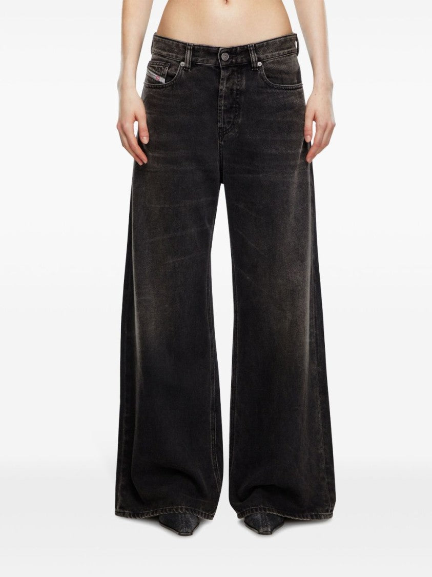Diesel Wide-Leg Black Jeans With Classic Five-Pocket Styling