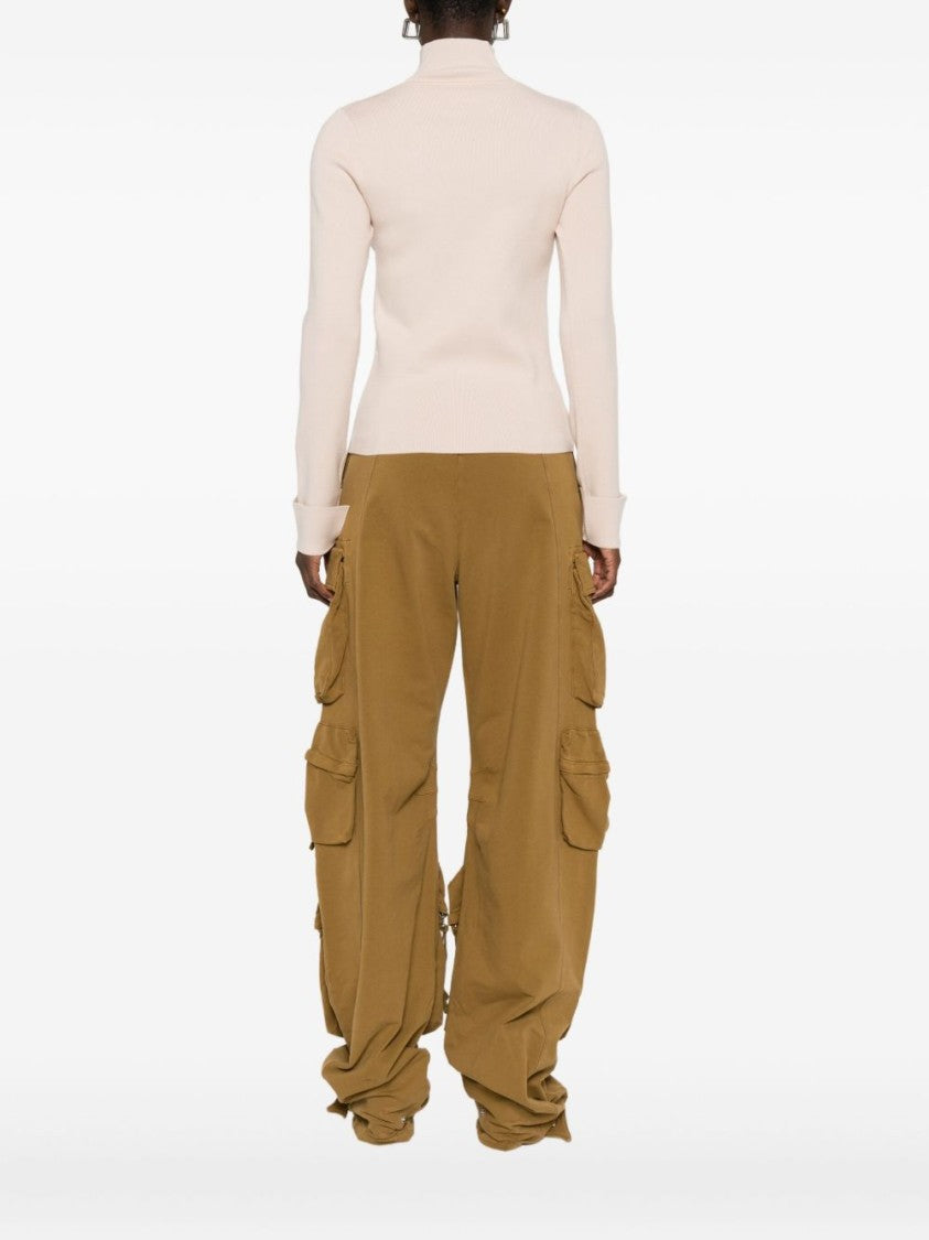 Blugirl Diamond-Patterned V-Neck Sweater With Openwork Details