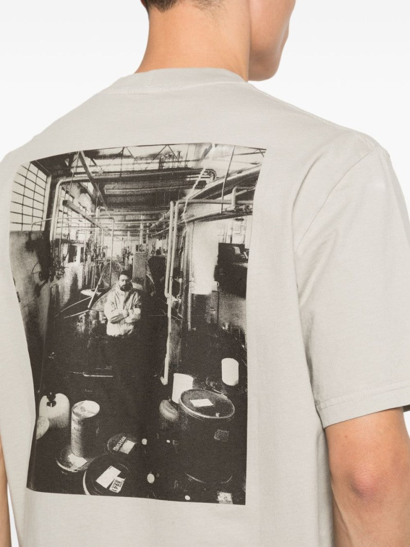 Stone Island Ribbed Crewneck T-Shirt With Contrasting Logo