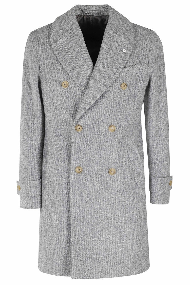 L.B.M. Dark Grey Double-Breasted Jersey Coat