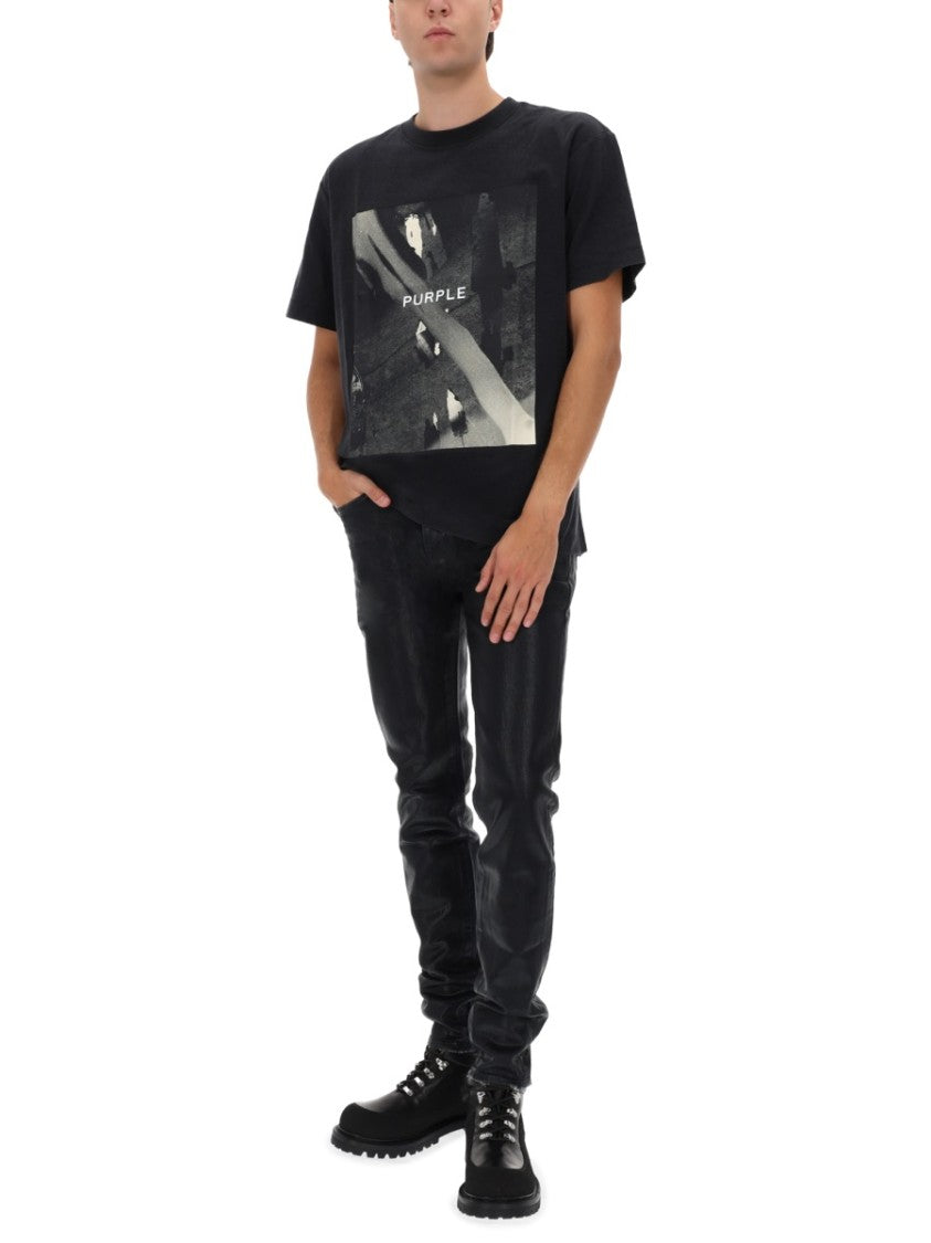 Purple Brand Two-Tone Slim Distressed Jeans