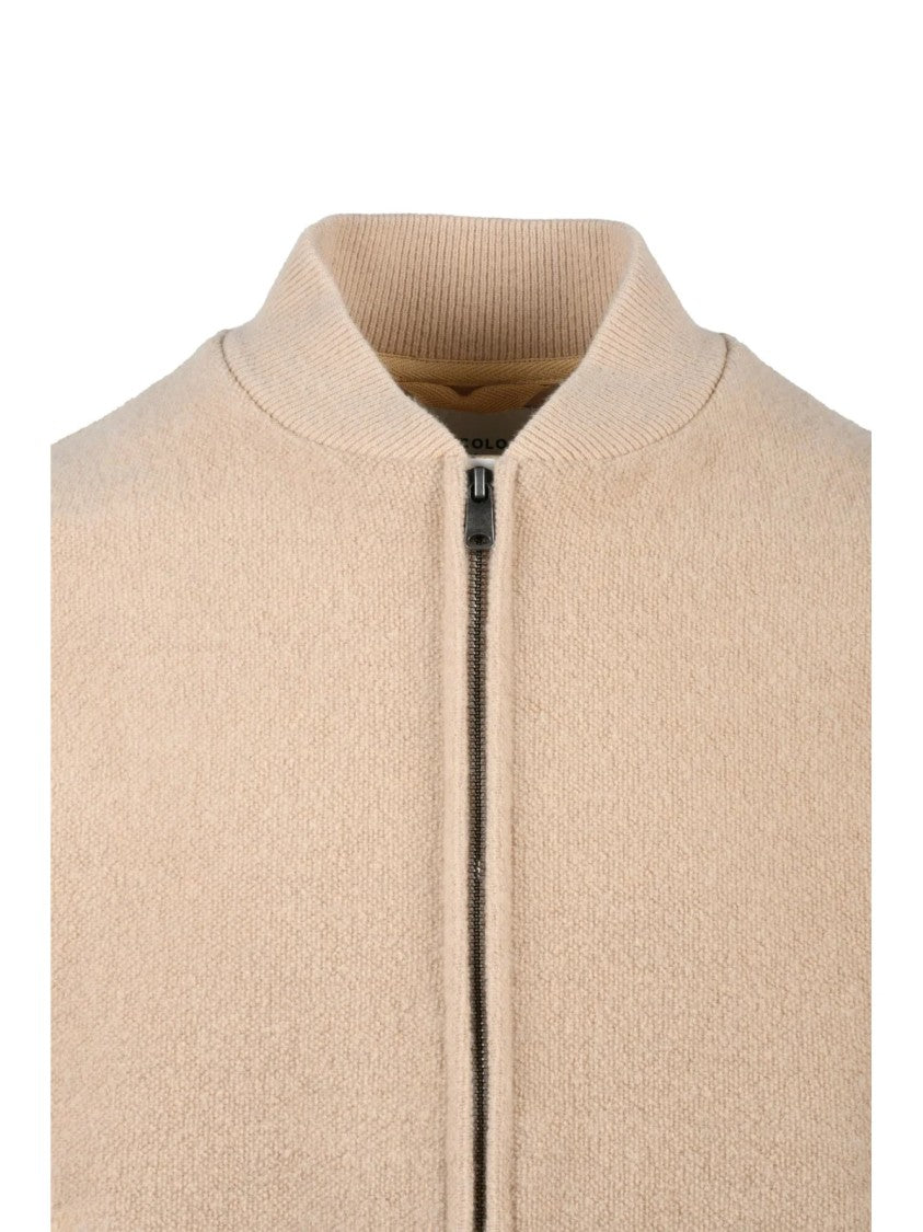 Circolo 1901 Beige Bomber Jacket With Minimalist Design And Zip Closure