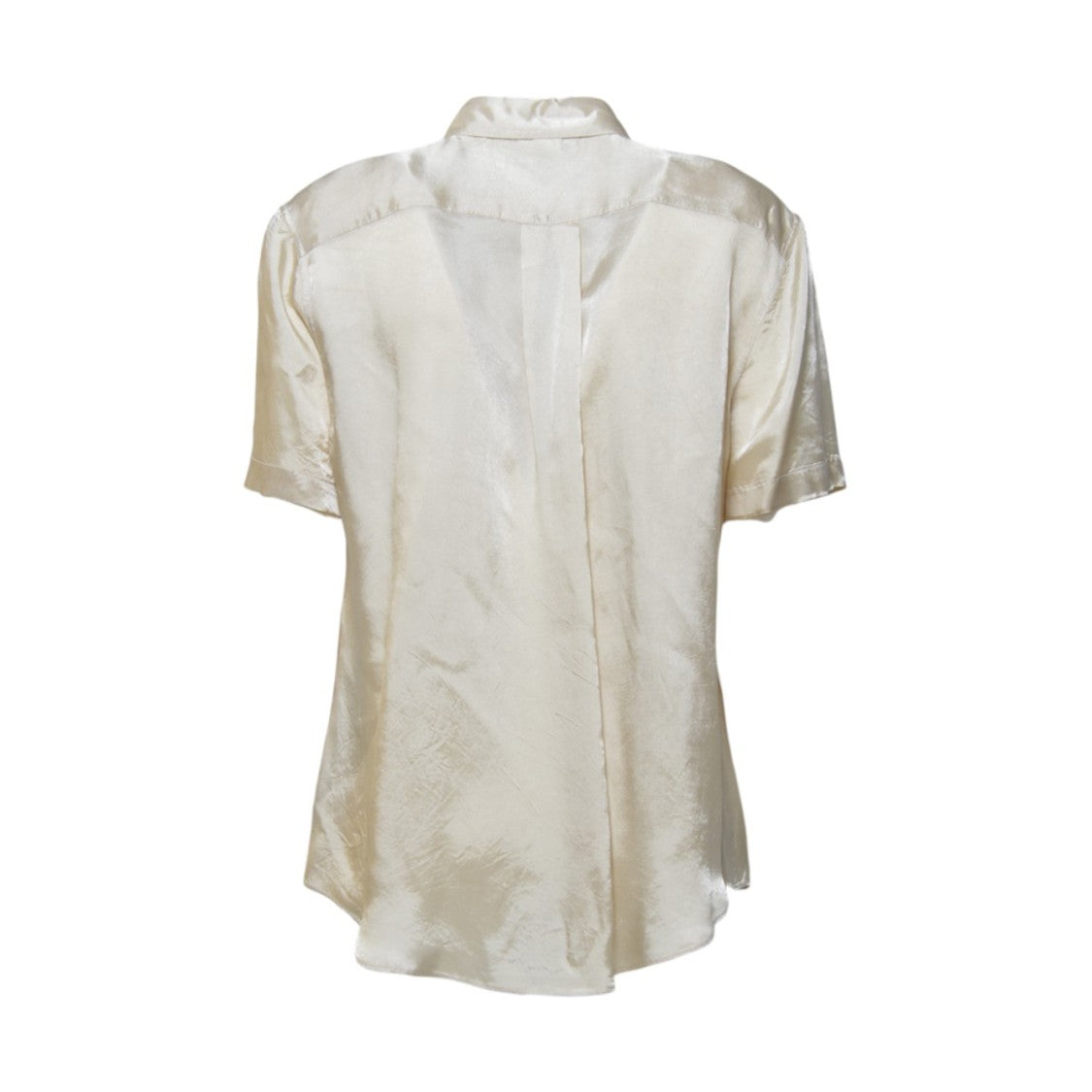 Aspesi Ecru Viscose Short Sleeve Blouse With Ruffles