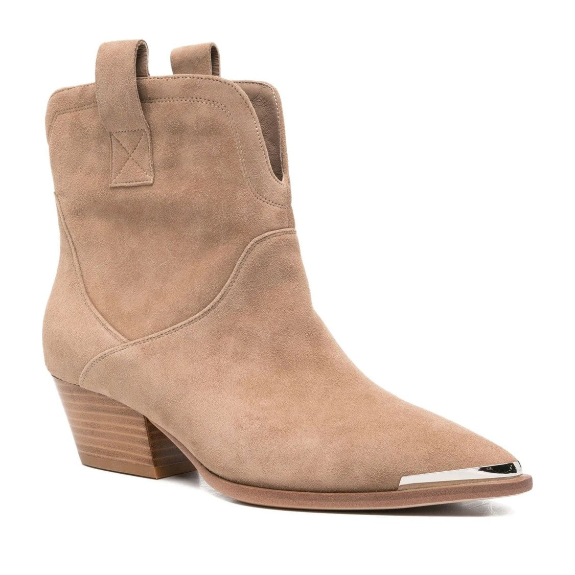 Adrianna Feretti Brown Metallic Accents Stacked Heel Suede Boots