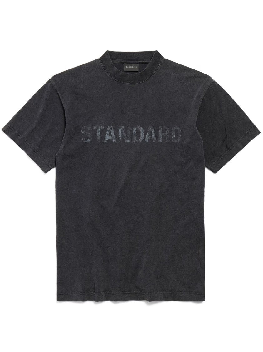 Balenciaga Washed Black Standard Distressed Cotton T-Shirt