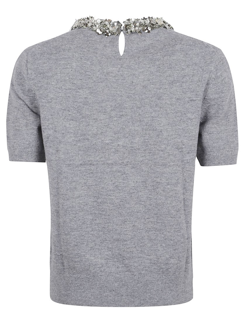 Tory Burch Short-Sleeved Wool-Cashmere Blend Sweater