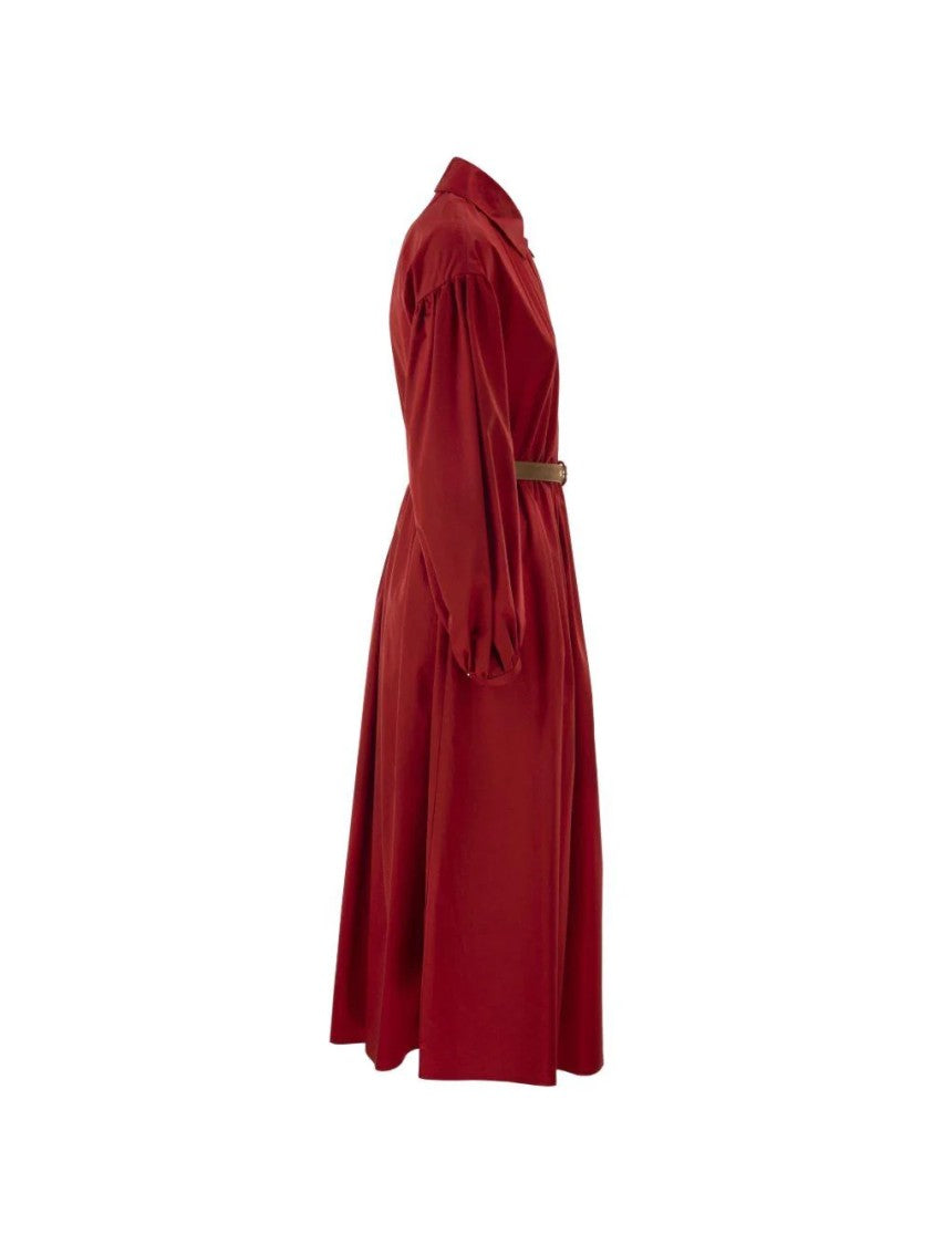 Max Mara Knee-Length Red Midi Dress With Tailored Waist
