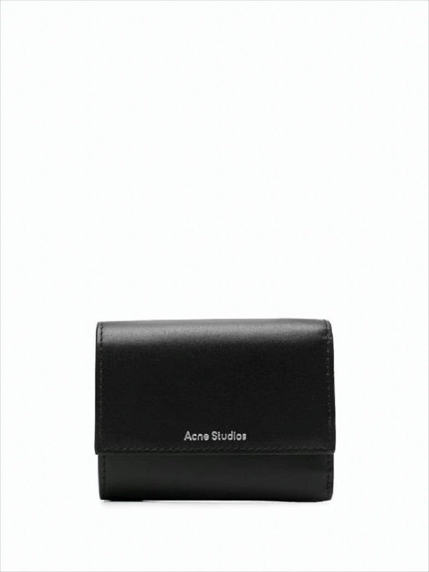 Acne Studios Minimalist Black Calf Leather Wallet With Flap Closure
