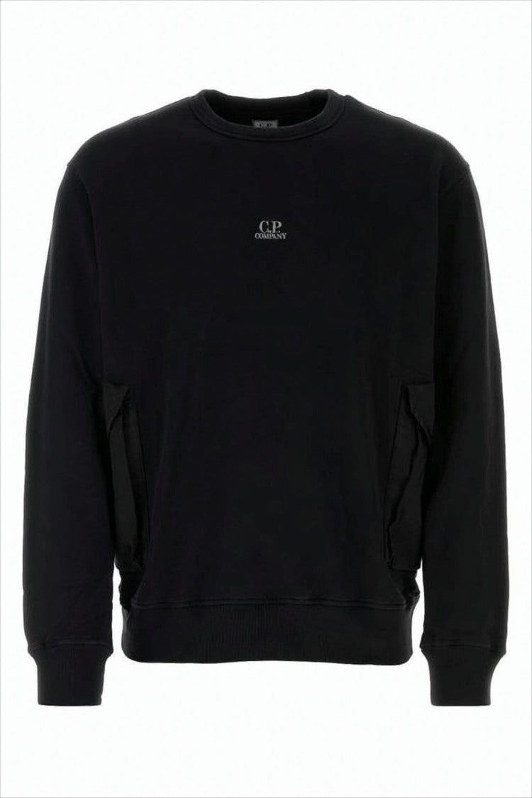 C.P. Company Classic Crew Neck Black Sweatshirt With Relaxed Fit