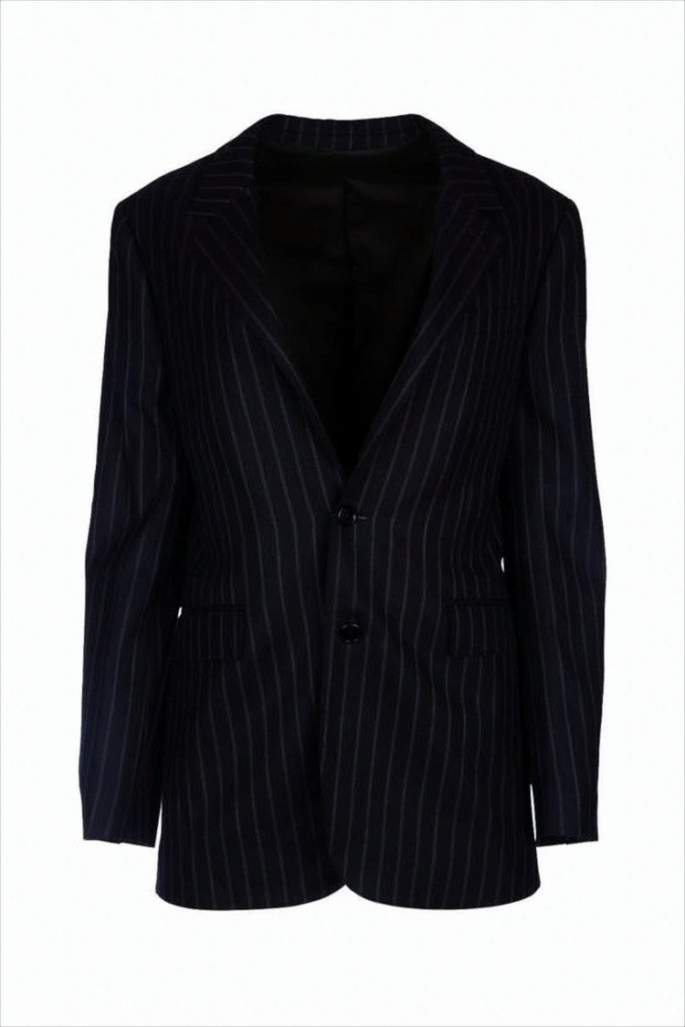 Celine Tailored Pinstripe Jacket With Notched Lapel And Structured Silhouette