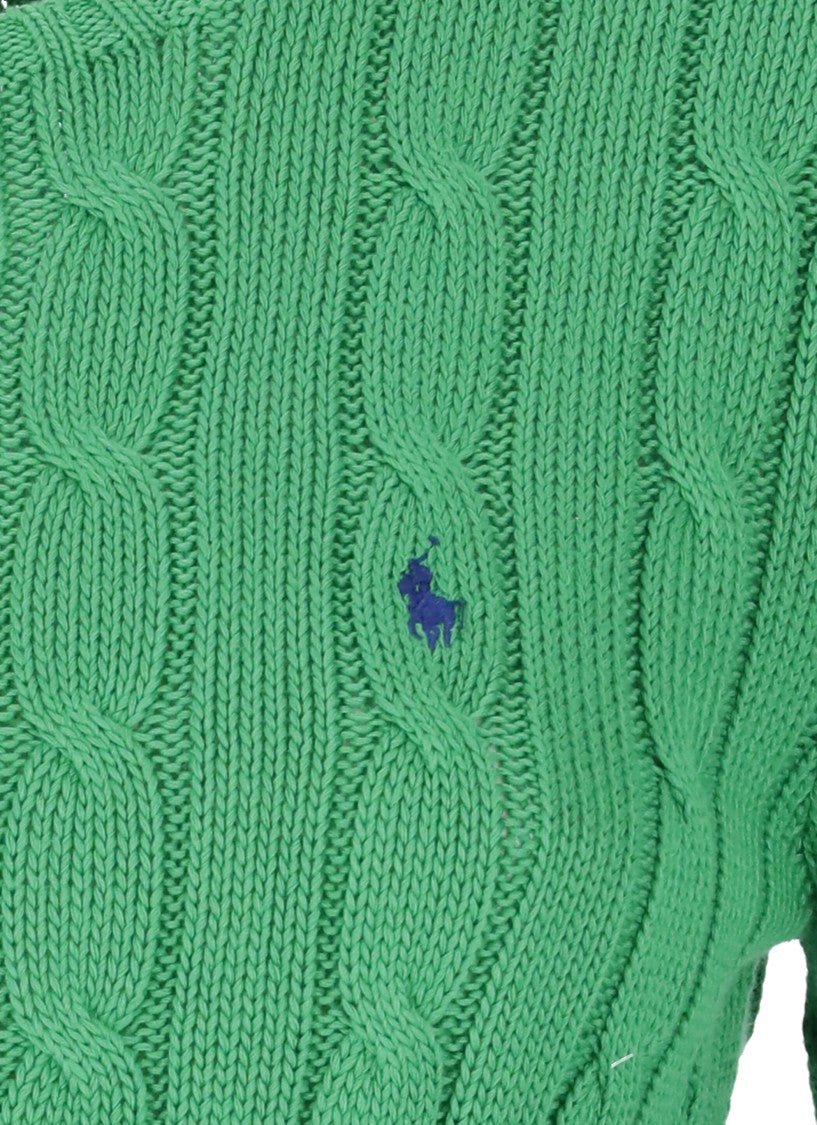 Polo Ralph Lauren Green Cotton Sweater With Pony