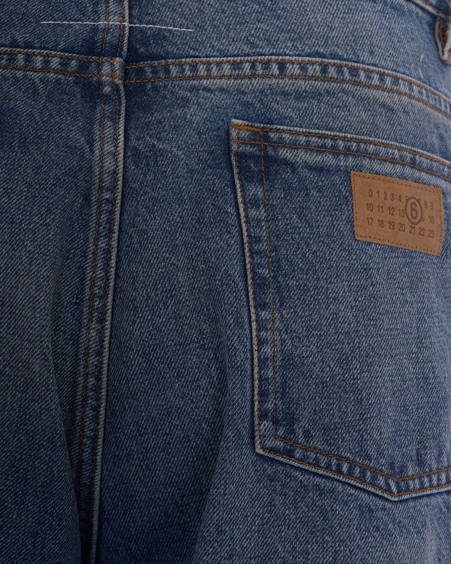 Mm6 By Maison Margiela Medium Blue Straight-Leg Cotton Jeans