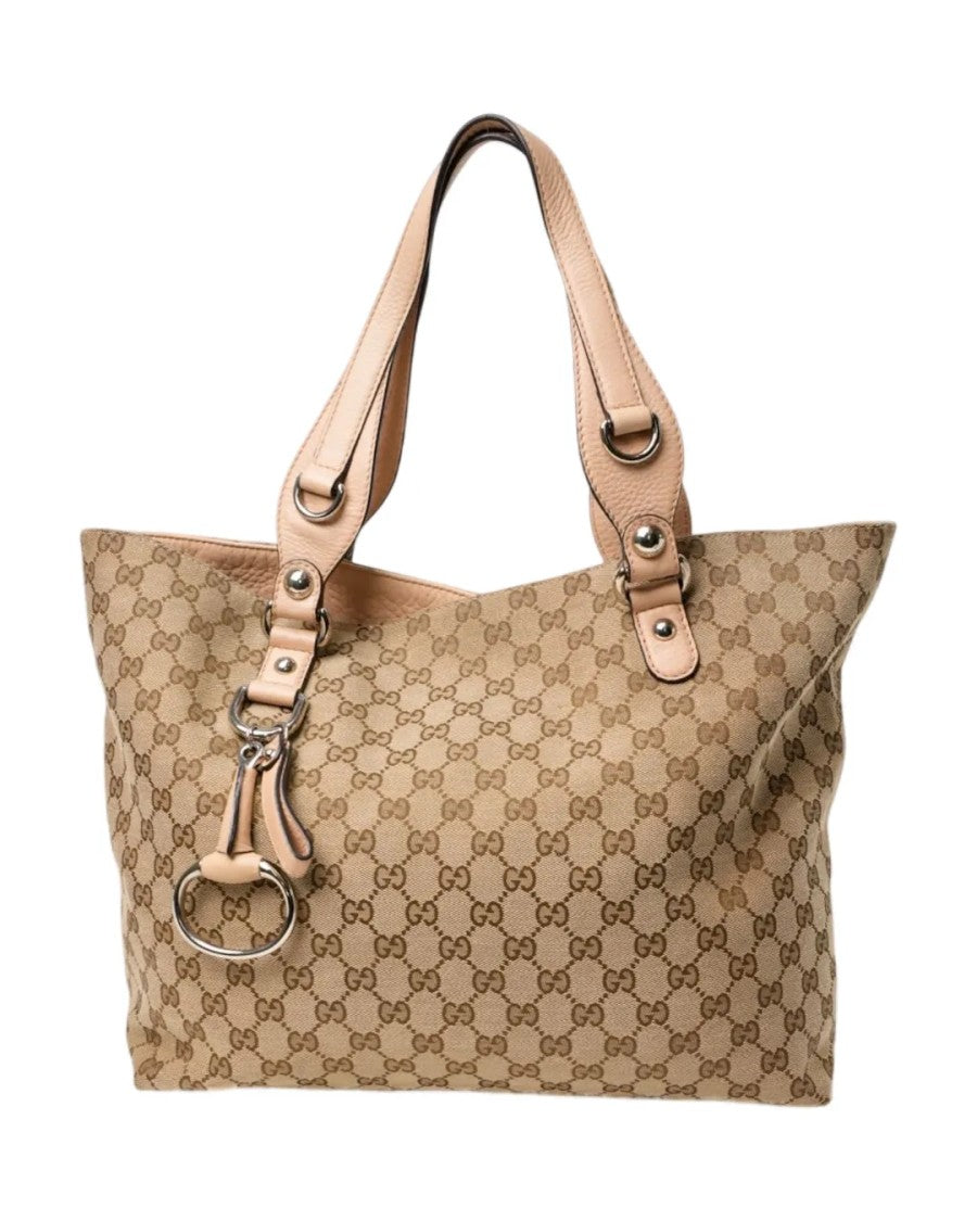 Gucci Horsebit Medium Gg Supreme Pink Shopper