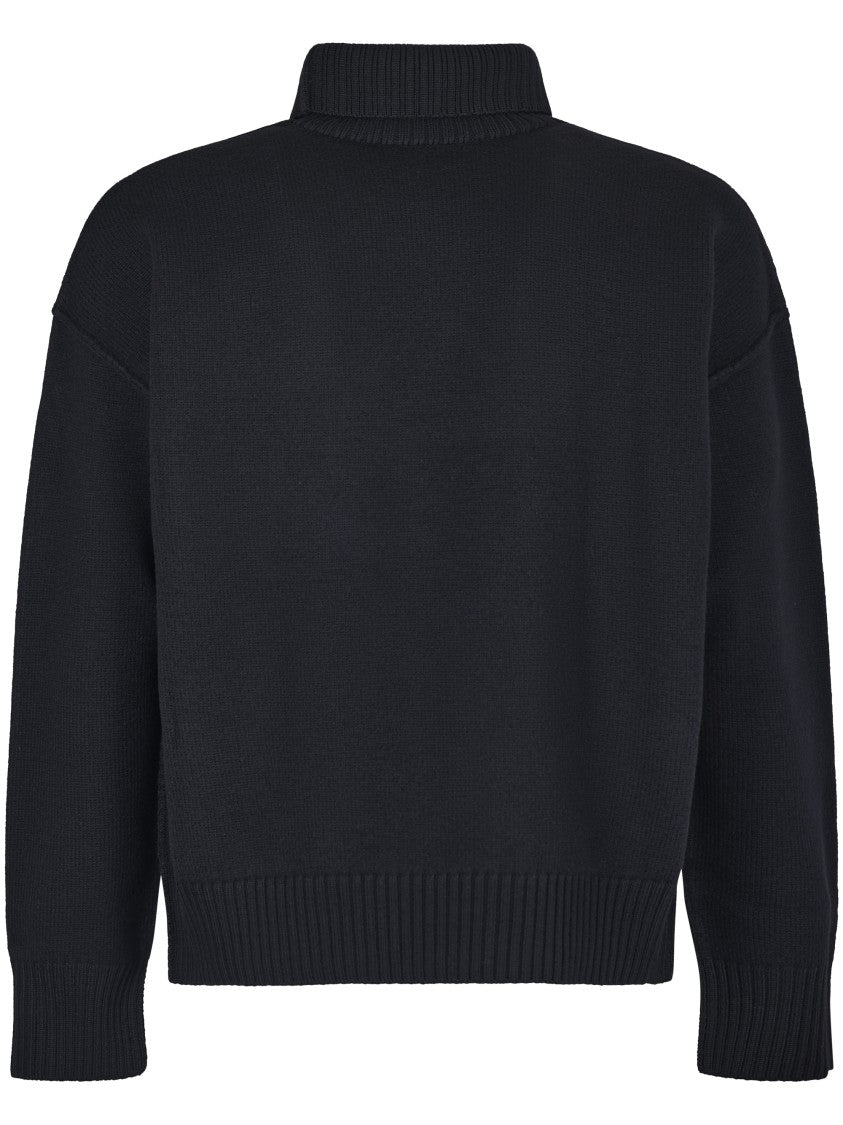 Ami Felted Wool Sweater With High Neck