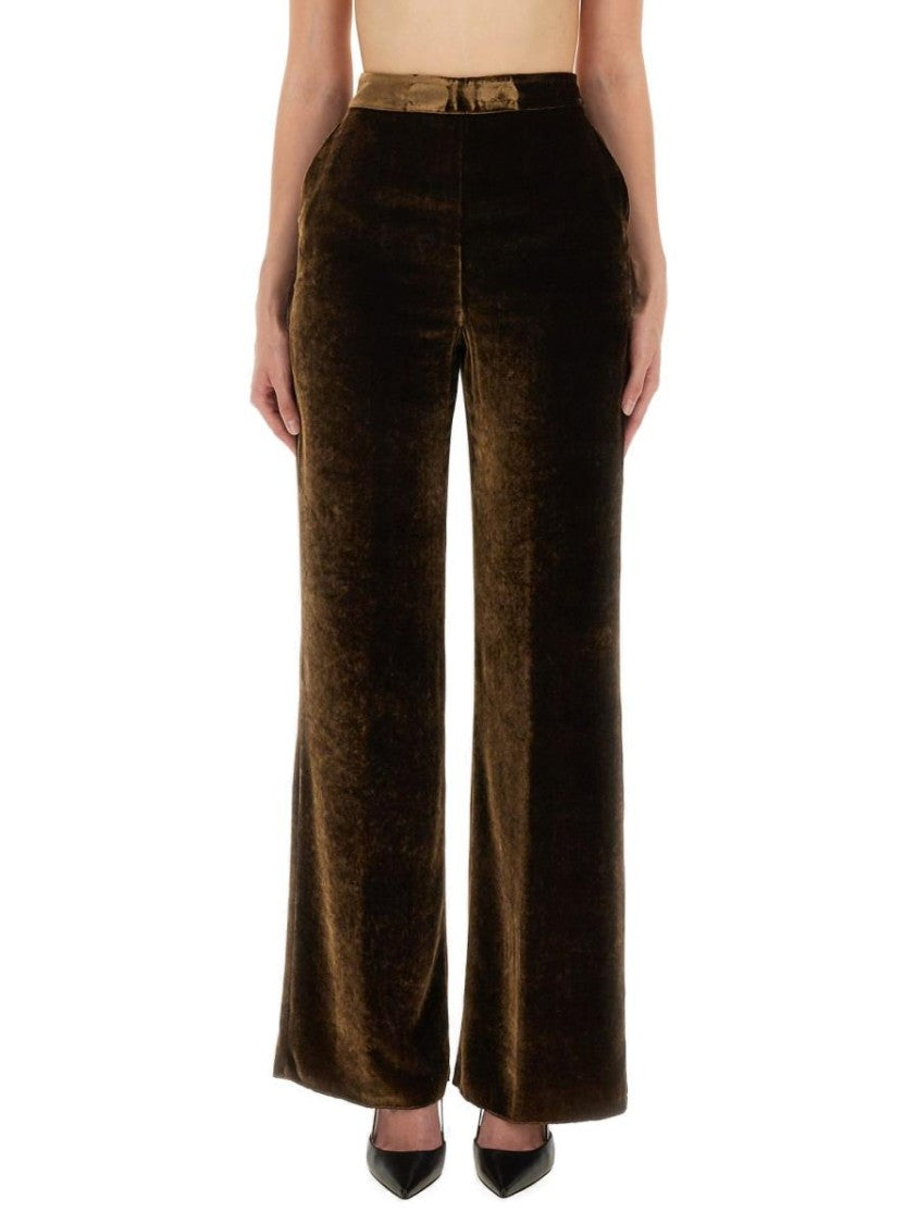 Etro Straight-Fit Velvet Trousers With High Waist