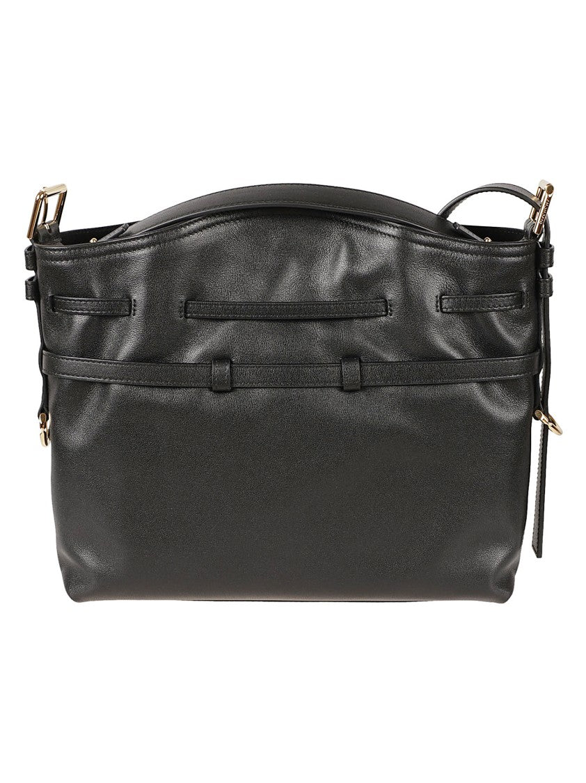 Givenchy Black Calf Leather Bag With Adjustable Straps And Drawstring Detail