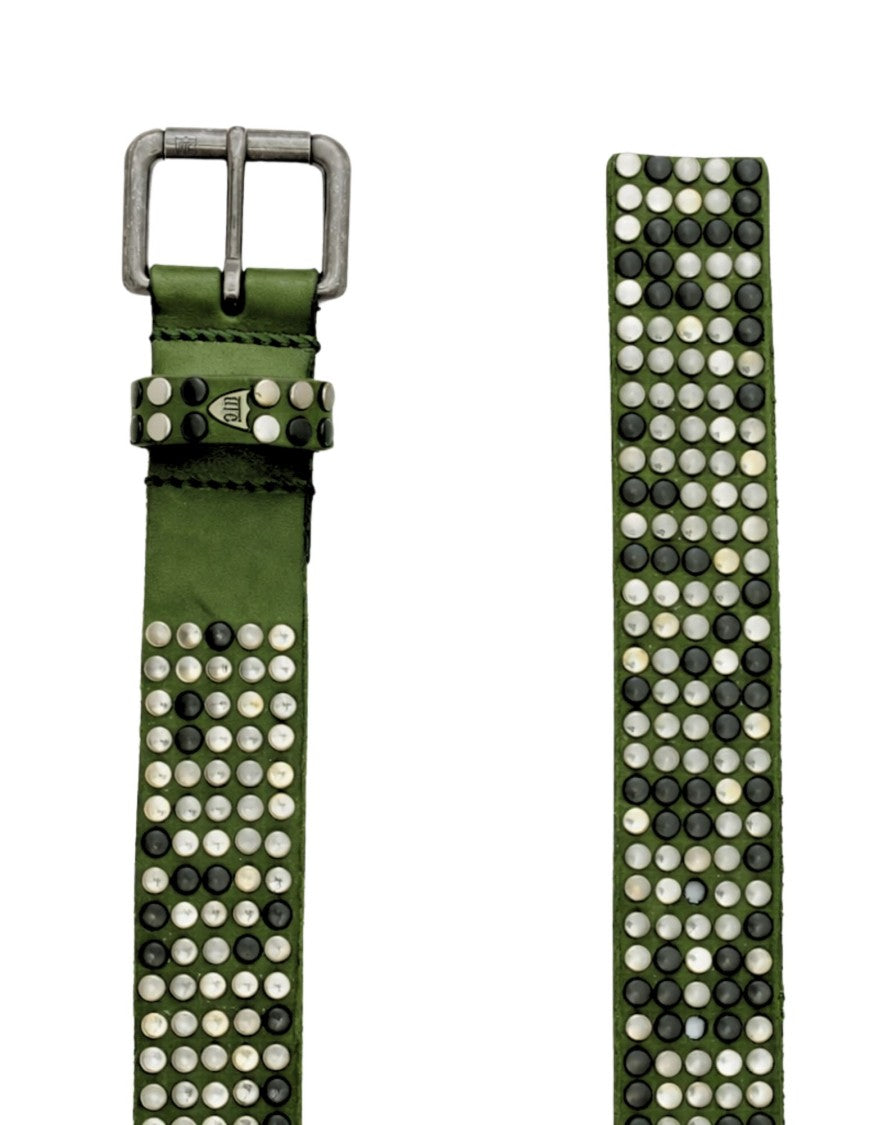 Htc 5.000 Studs Color Belt Olive Leather Studded Belt