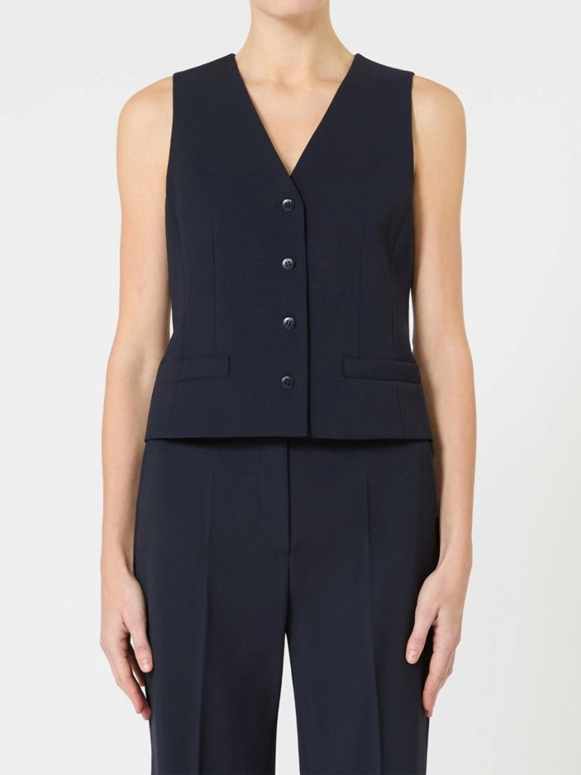 Max Mara Black Madia Deep V-Neck Vest