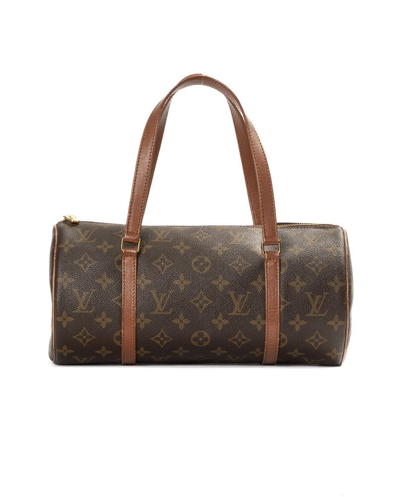 Louis Vuitton Cylindrical Monogram Canvas Handbag With Leather Accents