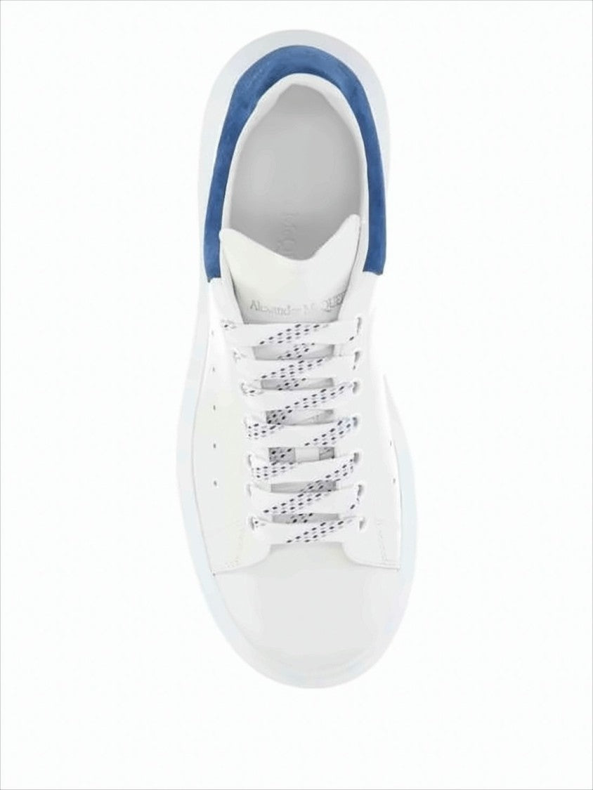Alexander Mcqueen Smooth Calf Leather Sneakers With Suede Heel Tab