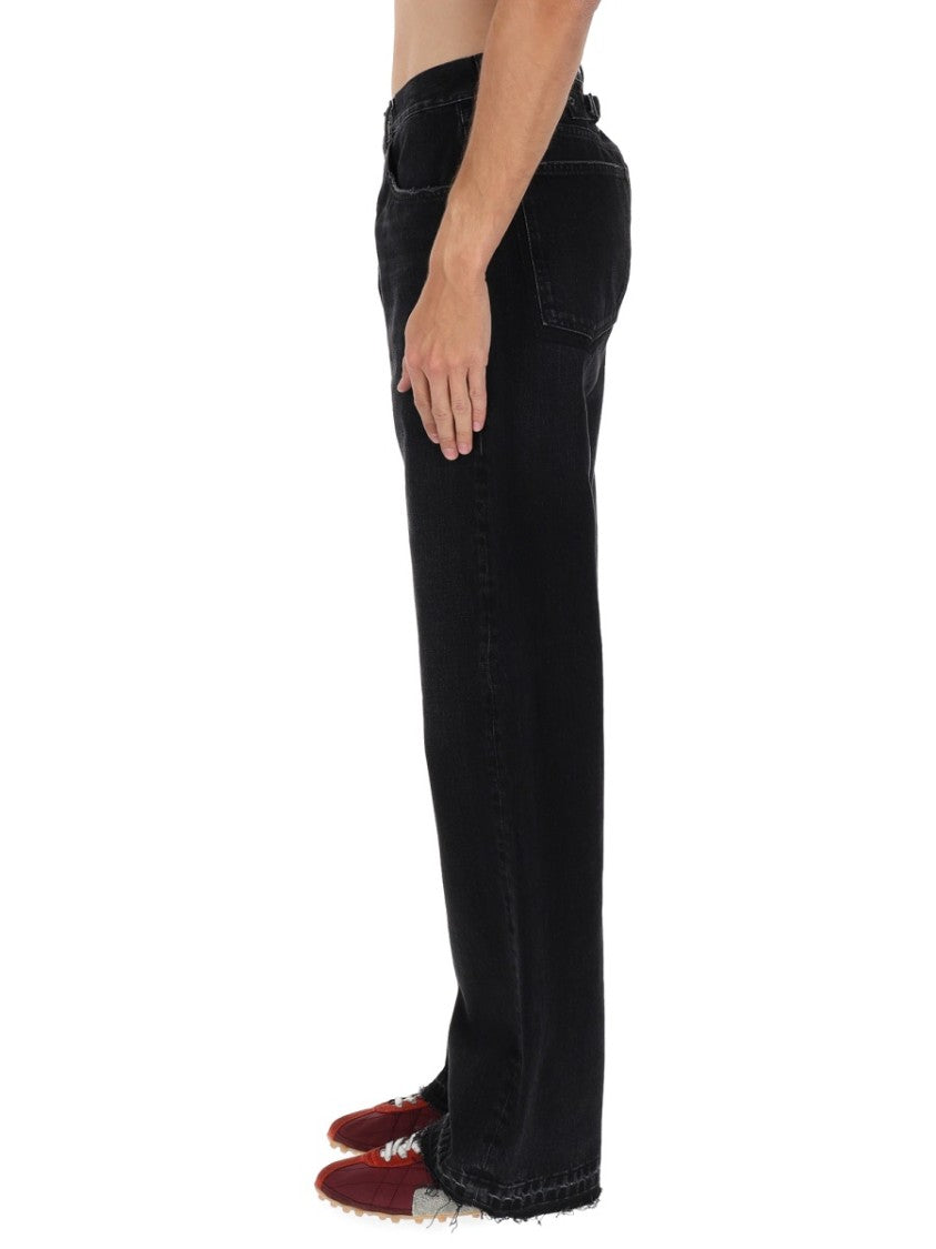 Maison Margiela Black Cotton Faded Raw-Hem Jeans