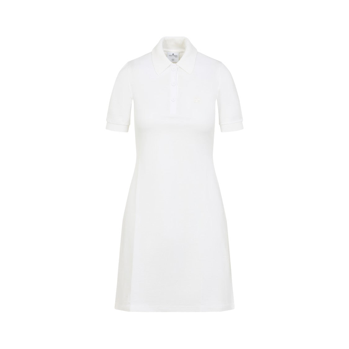 Courrèges A-Line White Cotton Dress With Polo Collar