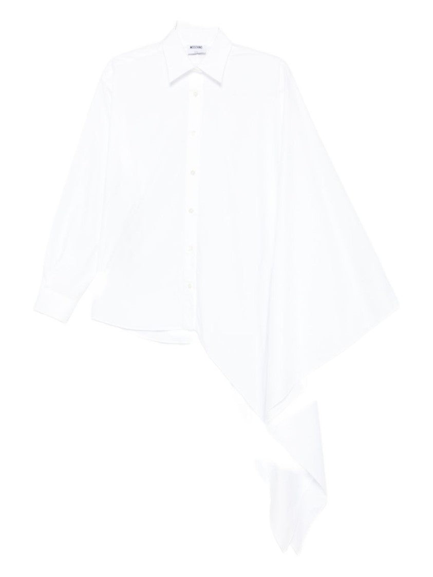 Moschino Asymmetric White Cotton Blend Top