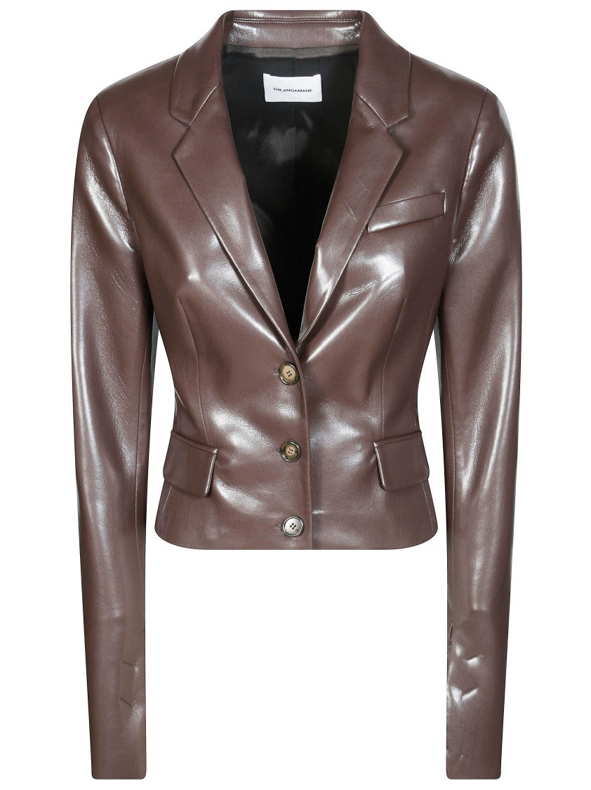 The Andamane Zefira Fitted Faux-Leather Blazer