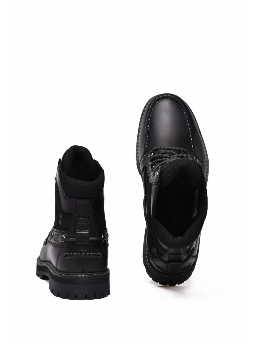 Timberland Black Leather Lace-Up Ankle Boots