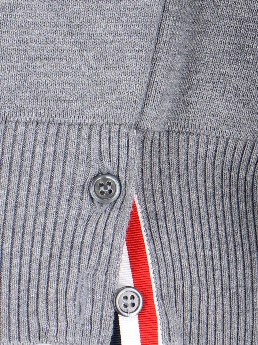 Thom Browne Grey Cotton Crewneck Sweater With Tricolor Grosgrain Highlights