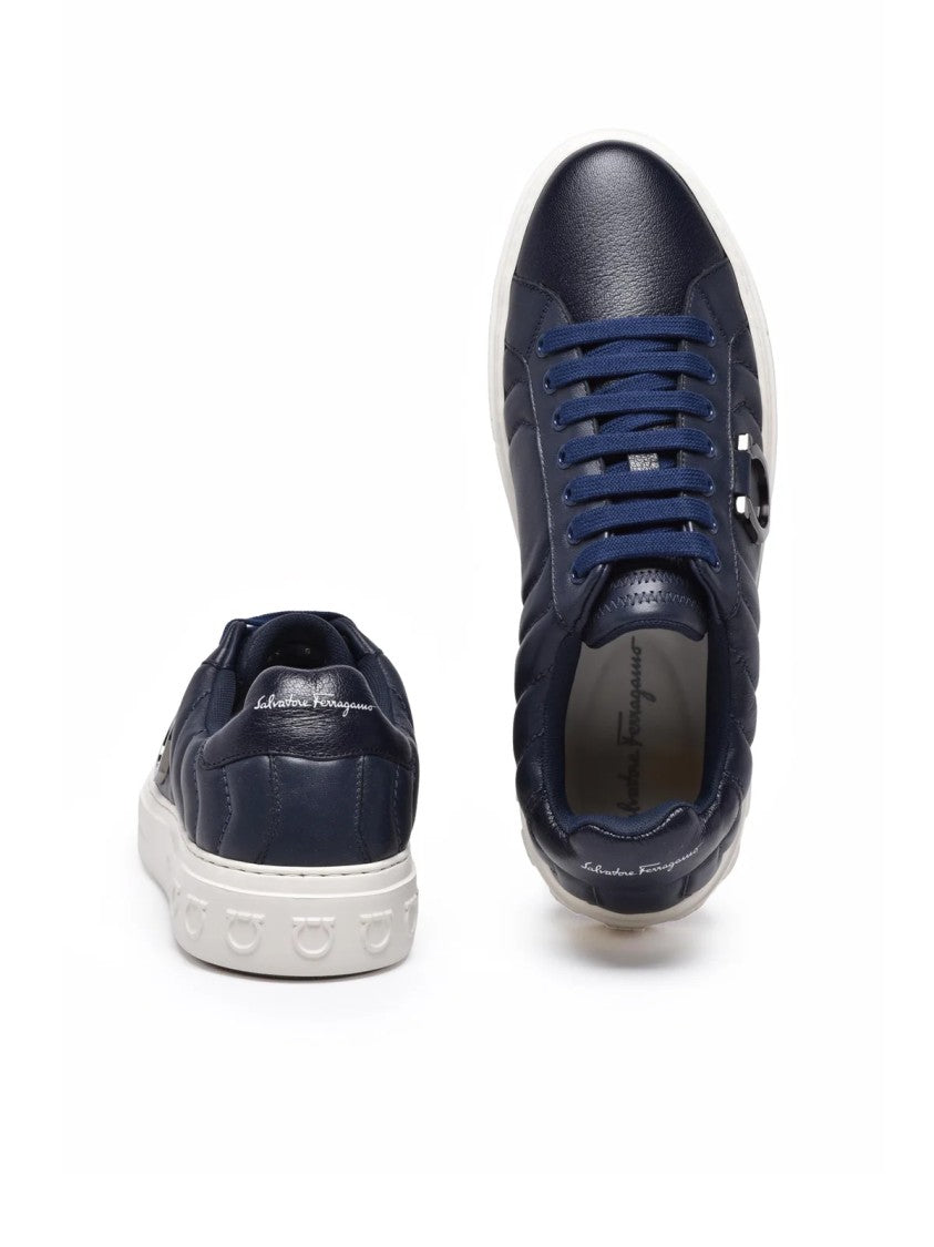 Salvatore Ferragamo Blue Leather Sneakers