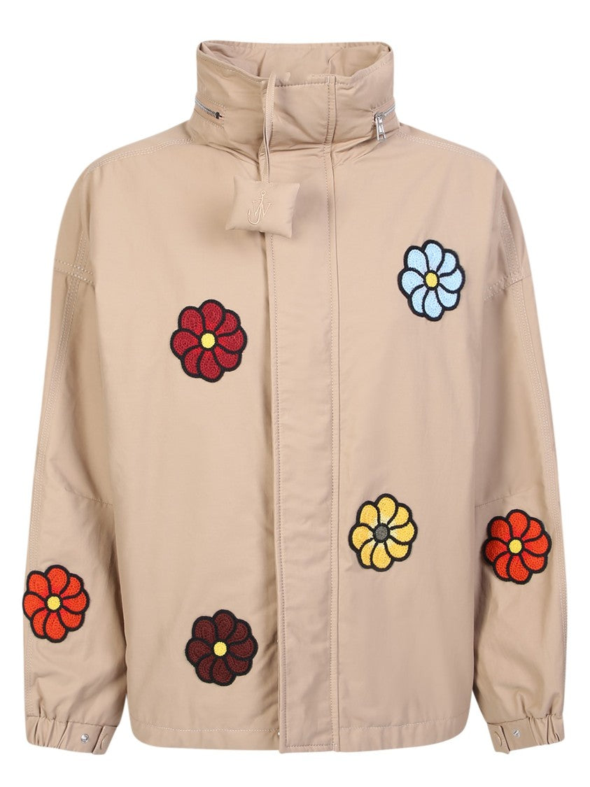 Moncler Genius Short Down Jacket With Floral Accents