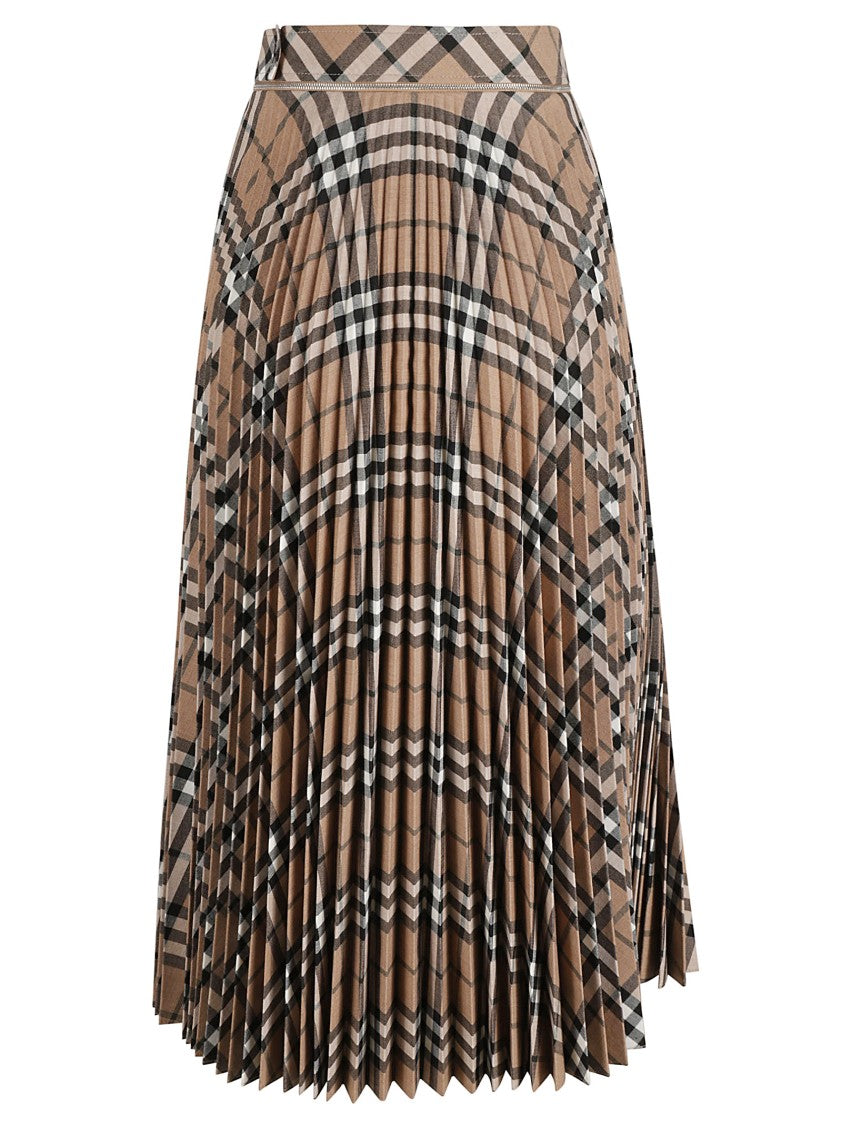 Burberry Pleated Check Pattern Skirt