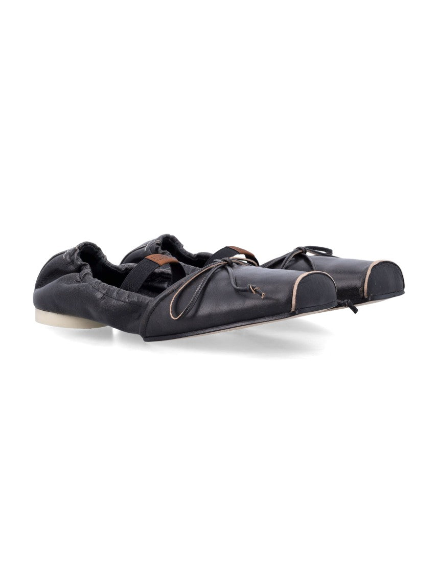 Mm6 By Maison Margiela Square-Toe Leather Ballerinas