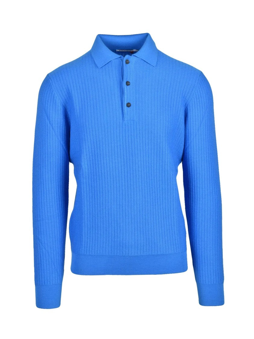 Kangra Kangra Extrafine Merino Wool Knit Polo Shirt