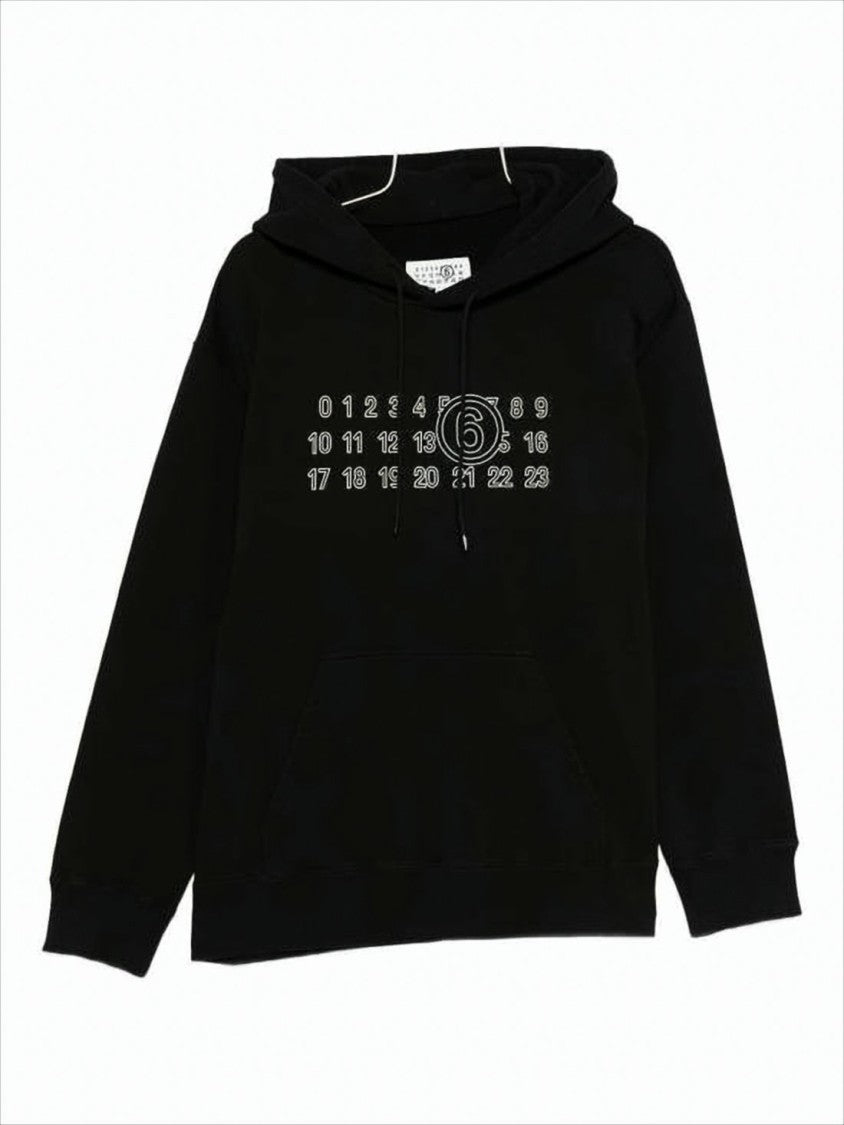 Mm6 By Maison Margiela Black Hoodie With Numeric Graphic